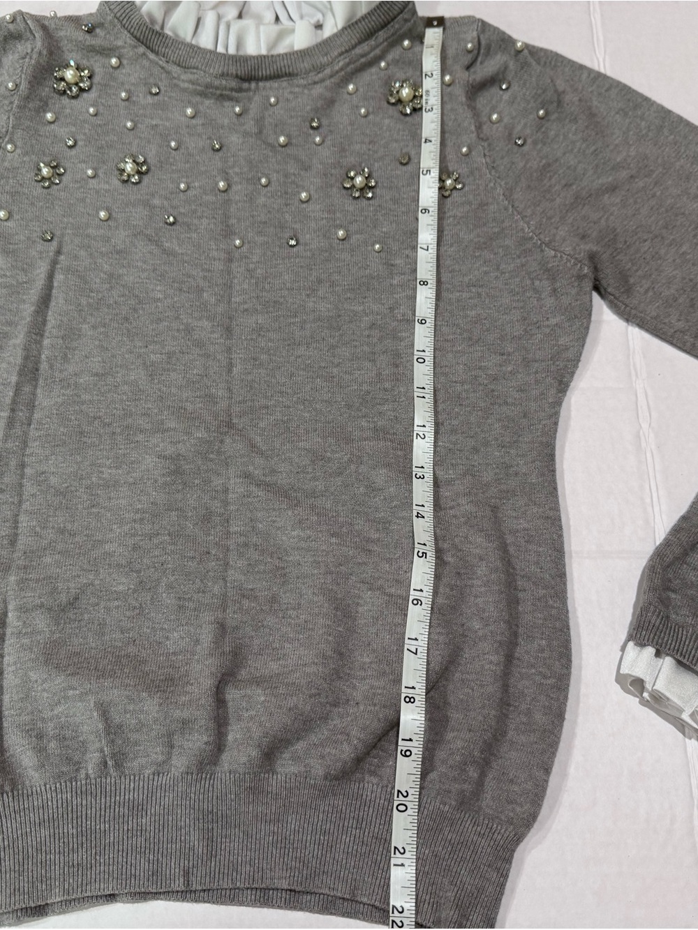 Ontwelfth Embellished Grey Crewneck Sweater - Picture 9 of 11